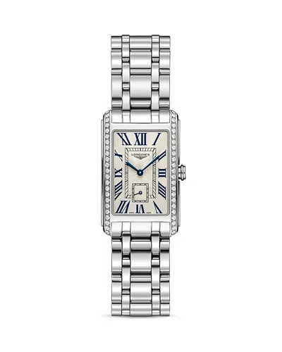 Longines Stainless Steel Watch With Diamonds, 37mm In Ivory/silver