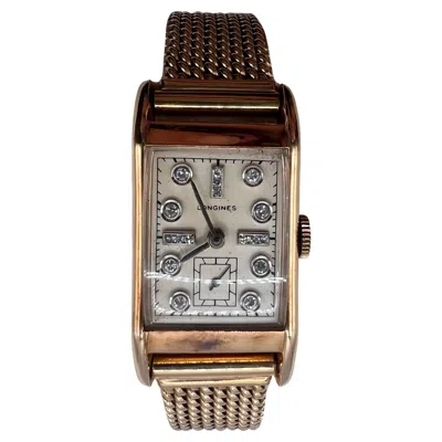 Pre-owned Longines Vintage  14k Gold And Diamond Dial Watch In Multi