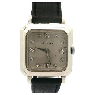 Pre-owned Longines Vintage  14k White Gold Diamond Dial Mechanical 17j Swiss Watch Cal. 23z