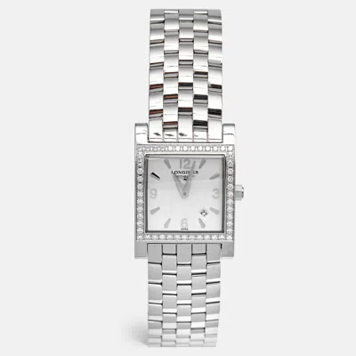 Pre-owned Longines White Stainless Steel Diamond Dolcevita L5.503.0 Women's Wristwatch 24 Mm In Silver