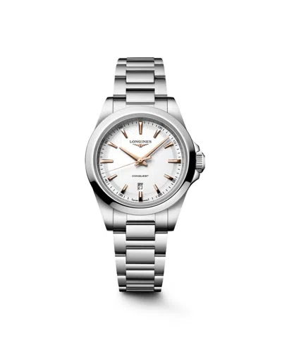 Longines Women's Conquest Silver Stainless Steel Strap Watch 30mm