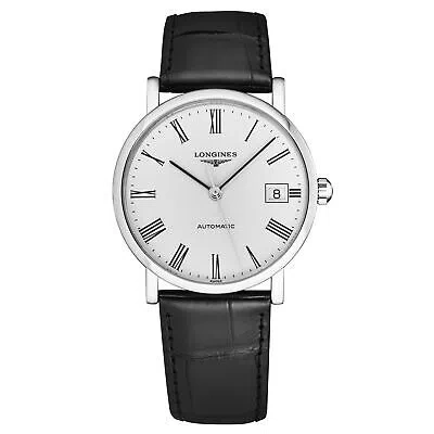 Pre-owned Longines Women's 'elegant' White Dial Black Strap Automatic Watch L4.809.4.11.2