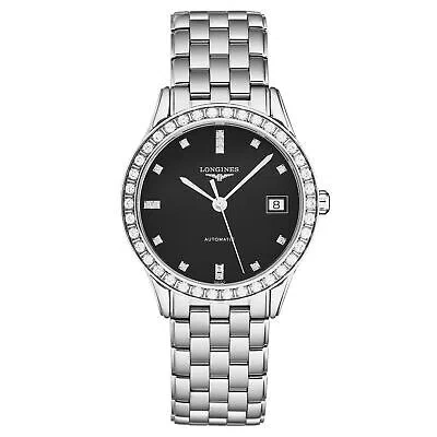 Pre-owned Longines Women's 'flagship' Diamonds Black Dial Automatic Watch L4.774.0.57.6