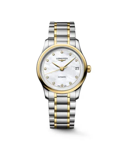Longines Women's Master Collection 18k Yellow Gold And Silver Stainless Steel Strap Watch 34mm In Gray