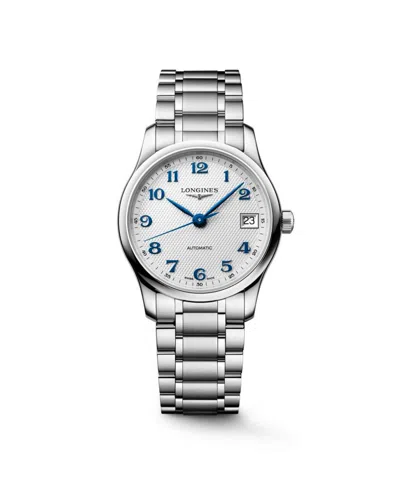 Longines Women's Master Collection Silver Stainless Steel Strap Watch 34mm In Blue