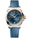 Longines Women's Swiss Automatic Conquest Blue Rubber Strap Watch 34mm In No Color