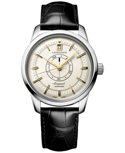 Longines Women's Swiss Automatic Conquest Heritage Black Leather Strap Watch 38mm In No Color