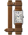 Longines Women's Swiss Dolcevita Brown Leather Double Strap Watch 23x37mm In Brown