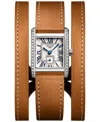Longines Women's Swiss Mini Dolcevita Diamond (3/8 Ct. T.w.) Brown Three-row Leather Strap Watch 29mm In No Color