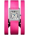 Longines Women's Swiss Mini Dolcevita Diamond (3/8 Ct. T.w.) Pink Three-row Leather Strap Watch 29mm In No Color