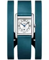 Longines Women's Swiss Mini Dolcevita Teal Three-row Leather Strap Watch 29mm In No Color