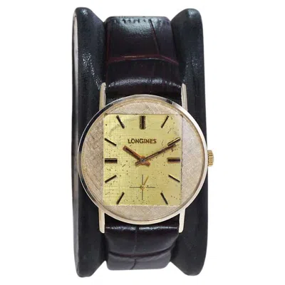 Pre-owned Longines Yellow Gold Filled "circle Around The Square" Architectural Design 1950