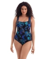 Longitude Butterfly Back Extra Long Torso One-piece Swimsuit In Blue