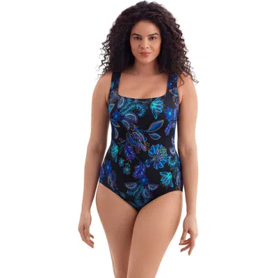 Longitude Butterfly Back Long Torso One-piece Swimsuit In Blue