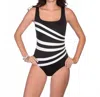 Longitude Colorblock Banded Fan One Piece Swimsuit In Black/white In Black