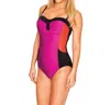 Longitude Colorblock Lingerie One Piece Swimsuit In Magenta In Pink