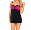 Longitude Colorblock Lingerie Swimdress In Magenta In Black