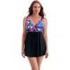 Longitude Crossover Plunge Long Torso Swim Dress In Black