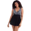 Longitude Crossover Plunge Long Torso Swim Dress In Blue