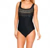 Longitude Embellished One Piece Swimsuit In Black In Black