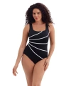 Longitude Fan Tank Long Torso One-piece Swimsuit In Black