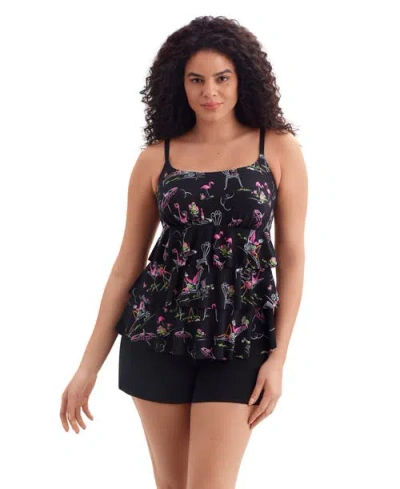 LONGITUDE LONGITUDE FAUX RUFFLE SHORTINI LONG TORSO SWIMSUIT