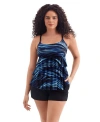Longitude Faux Ruffle Shortini Long Torso Swimsuit In Blue