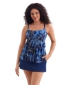 Longitude Faux Ruffle Skirtini Long Torso Swimsuit In Blue