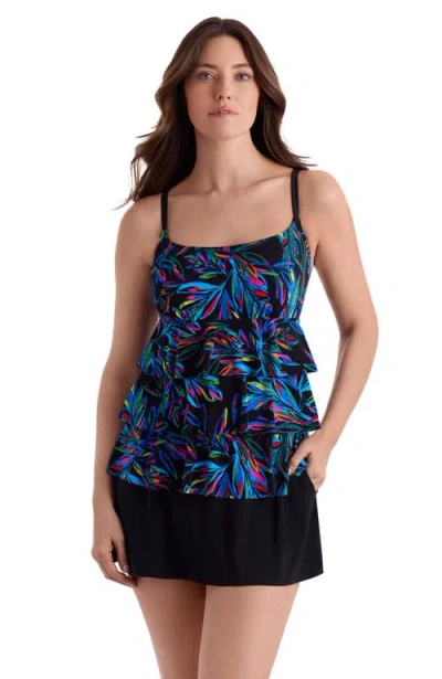 Longitude Faux Ruffle Skirtini Long Torso Swimsuit In Blue