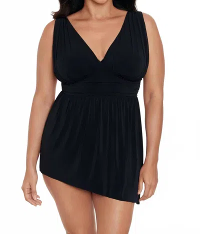 Longitude Long Torso Goddess Flyaway Swim Dress In Black
