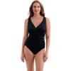 Longitude O-ring Surplice Long Torso One-piece Swimsuit In Black