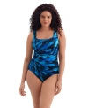 Longitude Panel Scoopneck Tank Long Torso One-piece Swimsuit In Blue