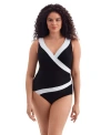 Longitude Pide Side Shirred Surplice Long Torso One-piece Swimsuit In Black