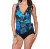 Longitude Side Tie Surplice One Piece Swimsuit In Lgt Samurai In Blue
