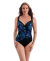 Longitude Spliced Side Shirred Surplice Long Torso One-piece Swimsuit In Black