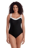 Longitude Sweetheart Inset Tank Long Torso One-piece Swimsuit In Black