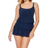 LONGITUDE TRIPLE TIERED SWIM DRESS IN BLUE
