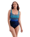 Longitude Triple X-back Tank Long Torso One-piece Swimsuit In Blue