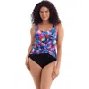 Longitude Twist Pull Sash Tank Long Torso One-piece Swimsuit In Multi