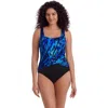 Longitude Twist Pull Sash Tank Long Torso One-piece Swimsuit In Blue