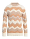 Longo Man Sweater Apricot Size 2 Baby Alpaca Wool, Polyamide, Merino Wool In Orange