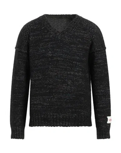 Longo Man Sweater Black Size 5 Cotton, Baby Alpaca Wool, Polyamide, Merino Wool
