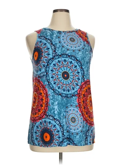 Pre-owned Longyuan Tank Top Blue Halter Neckline Tops