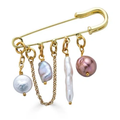 Loni Paul Jewelry Colorful Pearl Brooch In Gold