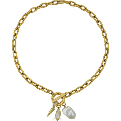 Loni Paul Jewelry Marquise & Pearl Toggle Necklace In No Color
