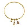 Loni Paul Jewelry Women's Gold / Pink Peach Moonstone Talisman Bangle Bracelet In Multi