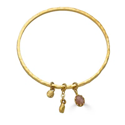 Loni Paul Jewelry Women's Gold / Pink Peach Moonstone Talisman Bangle Bracelet In Multi