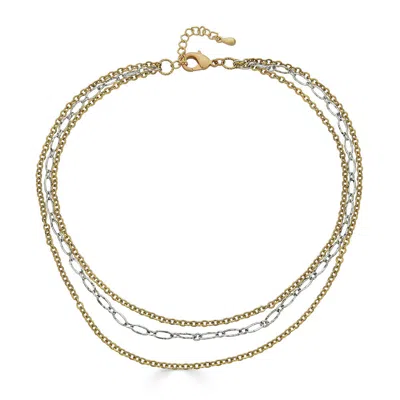 Loni Paul Jewelry Women's Gold / Silver Mixed Metal Delicate Three Strand Necklace In Multi