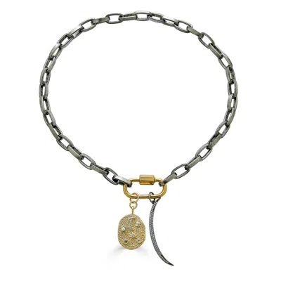 Loni Paul Jewelry Women's Gold / Silver Thick Silver Paperclip Star & Moon Charm Necklace In Multi