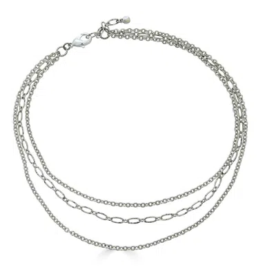 Loni Paul Jewelry Women's Silver Delicate Three Strand Necklace